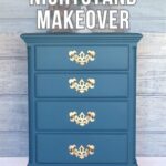 blue chalk painted nightstand with gold hardware