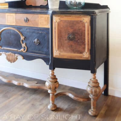 sideview of the black painted buffet