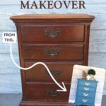 chalk painting a dark nightstand blue