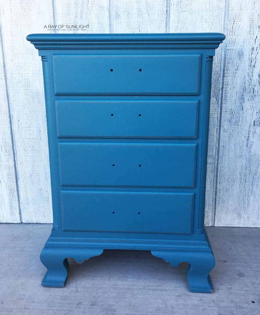 blue painted nightstand without hardware