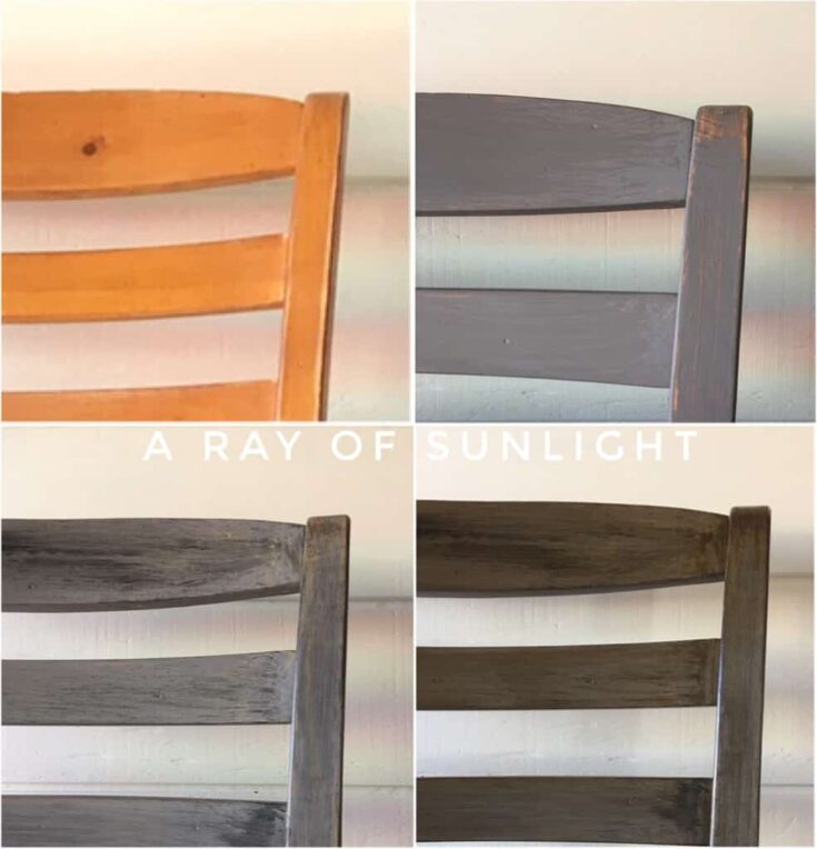 Before, during and after restoration hardware weathered finish with paint