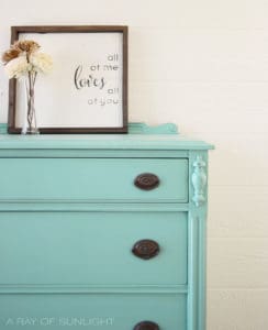 A Teal Summer Dragonfly Painted Tall Dresser