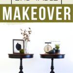 dark milk painted round end tables