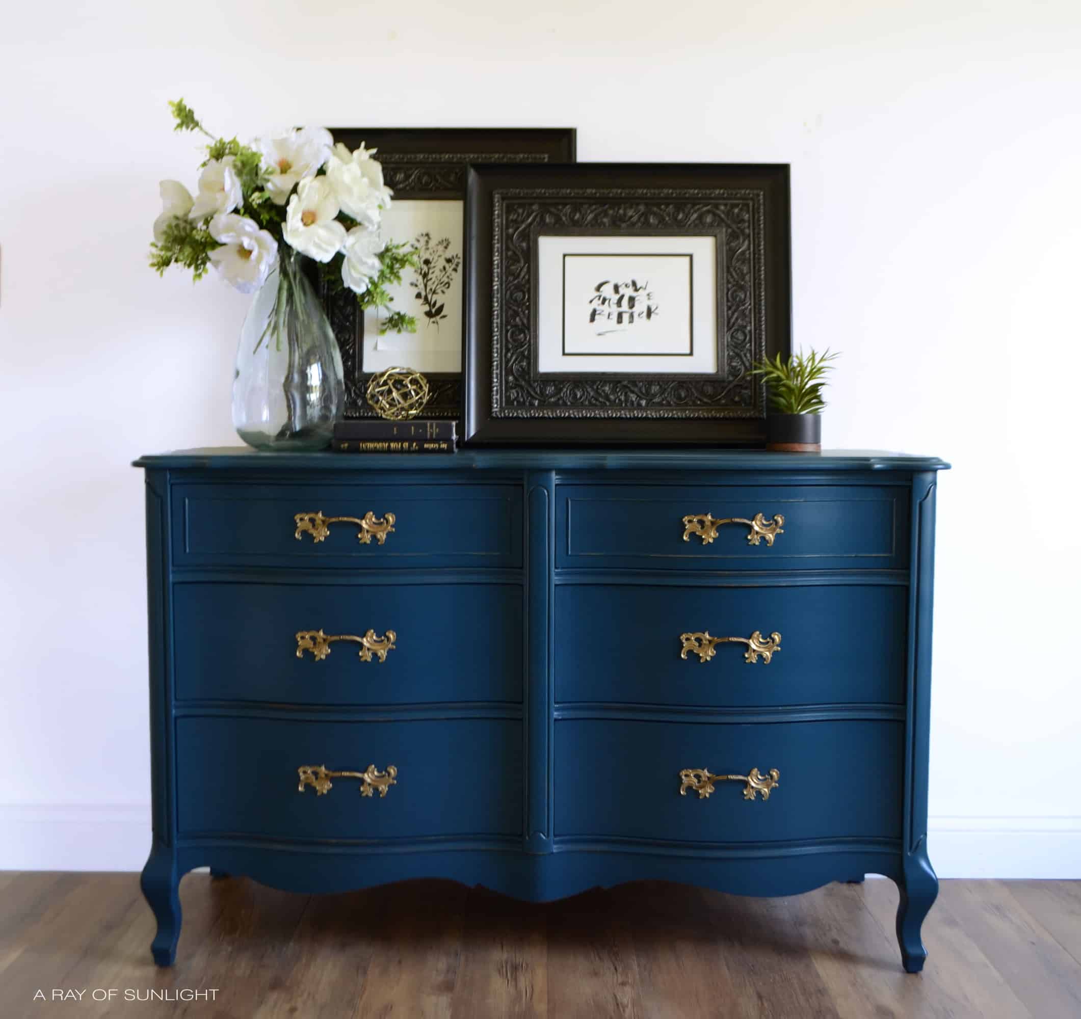 Blue Painted French Provincial Dresser