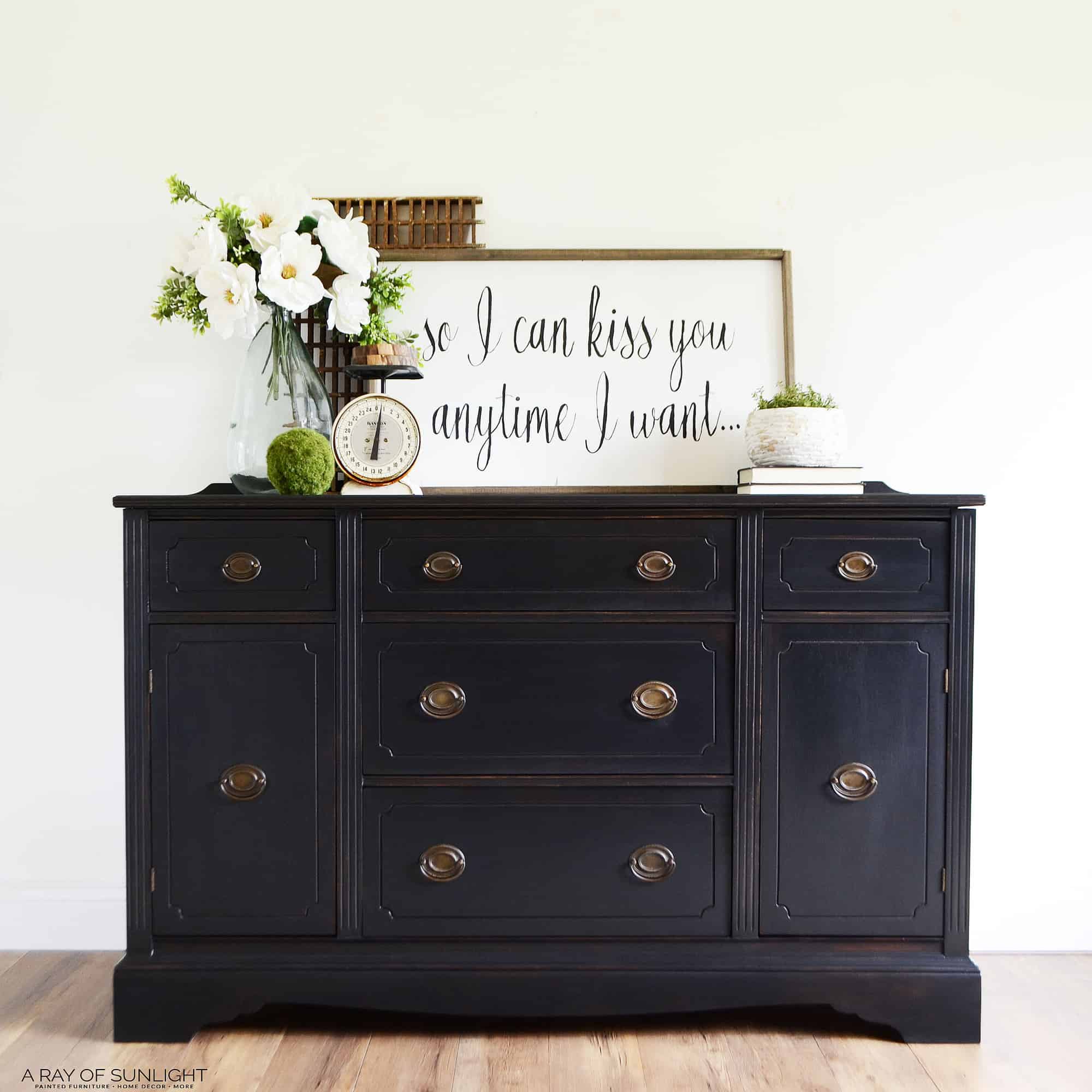 black furniture makeover - painted buffet