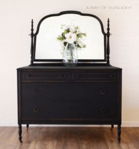 Antique Black Dresser with Distressing A Ray of Sunlight