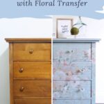 side by side photo of before and after wooden dresser makeover
