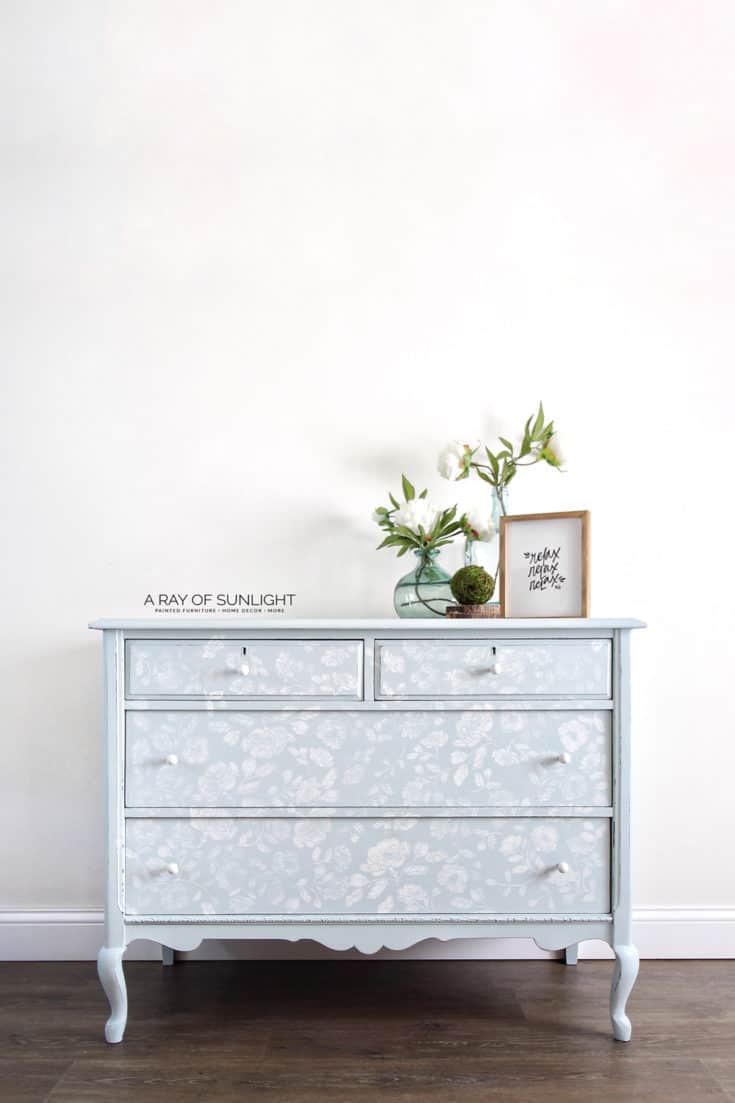 Stenciled painted dresser