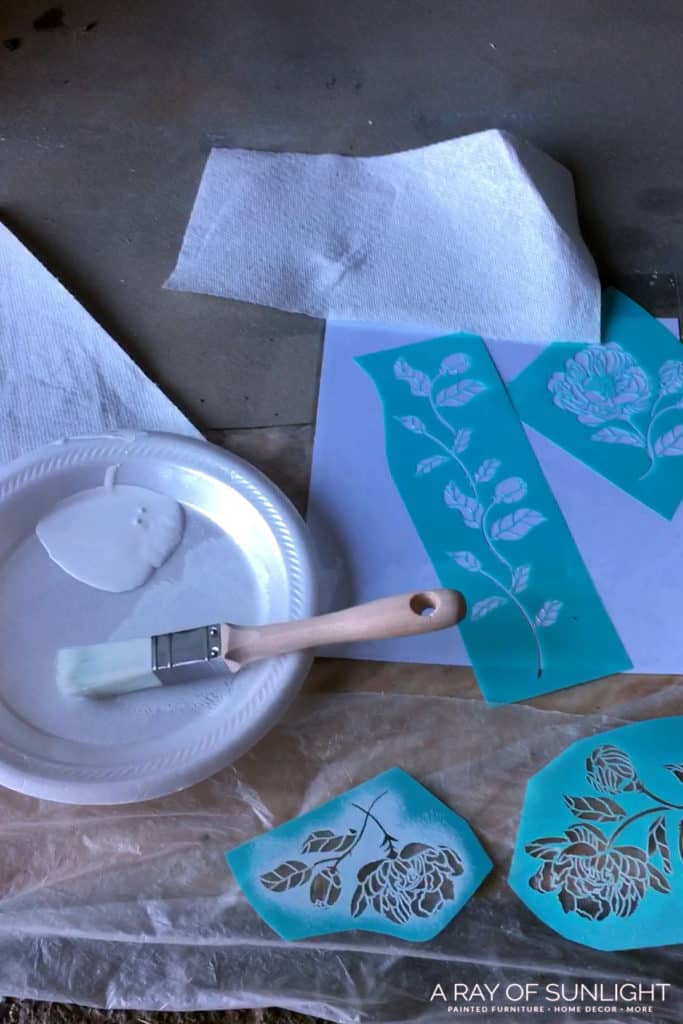 cut stencils and paint on plate - ready to stencil