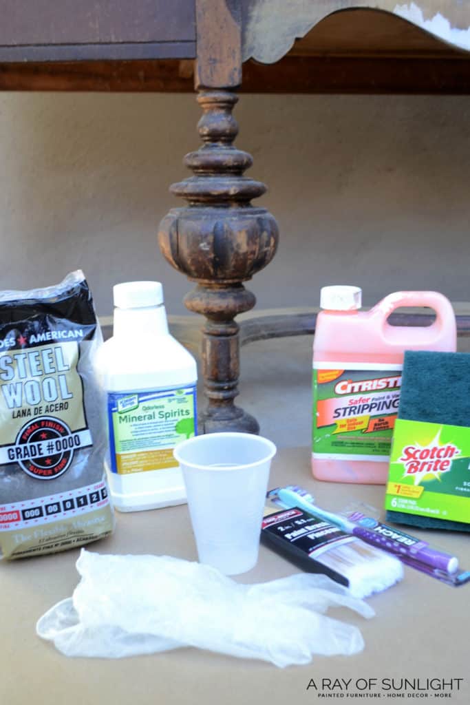 supplies to remove old stain from wood furniture