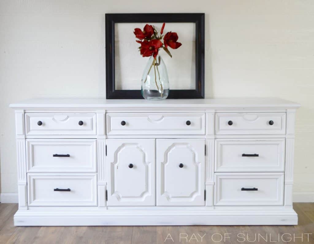 Dresser Painted White with bronze knobs