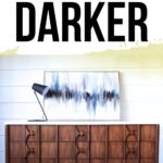 dark stained Mid-century modern dresser with geometric details