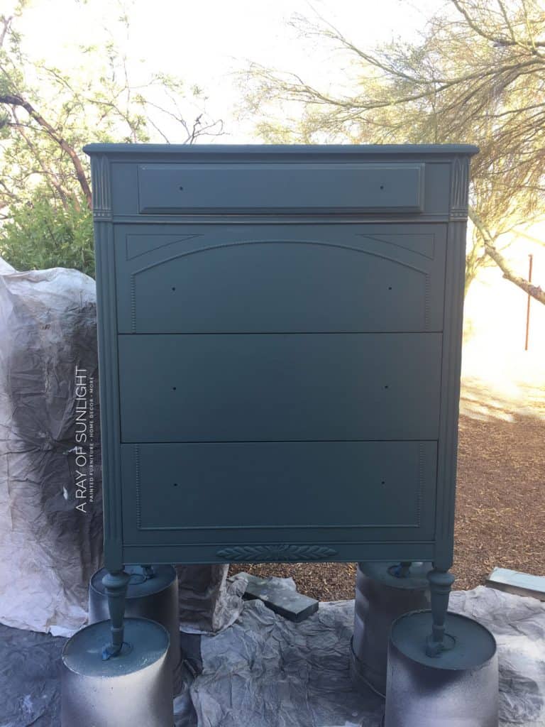 painting dresser teal outdoors