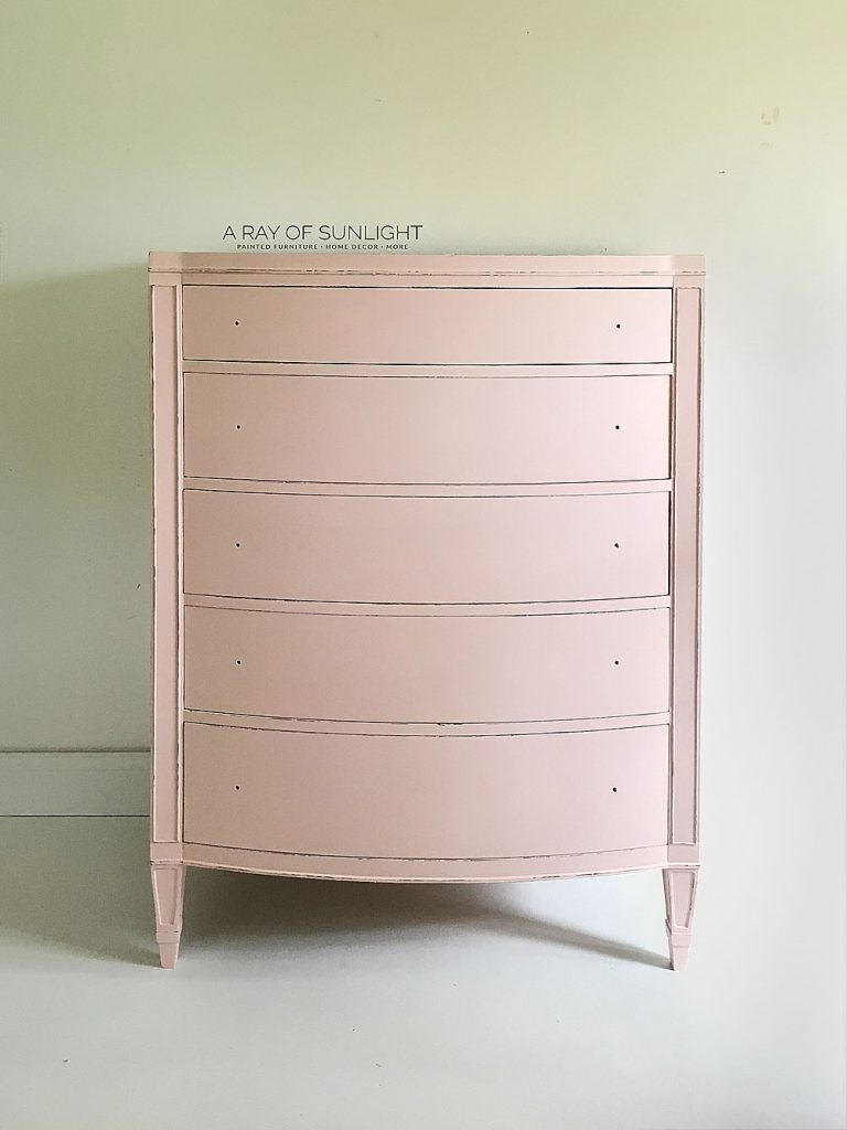 Distressed pink dresser without hardware