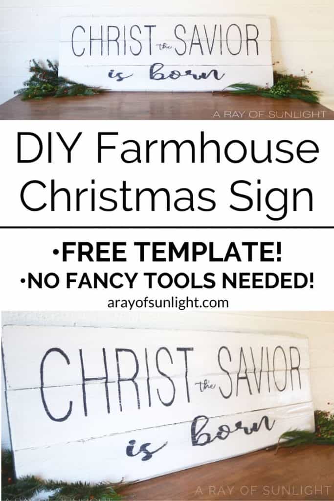 DIY Farmhouse Christmas Sign - Hand Painted with Template
