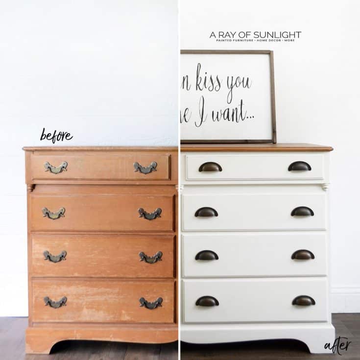 Diy Dresser Makeovers A Ray Of Sunlight, How To Spray Paint A Wood Dresser White