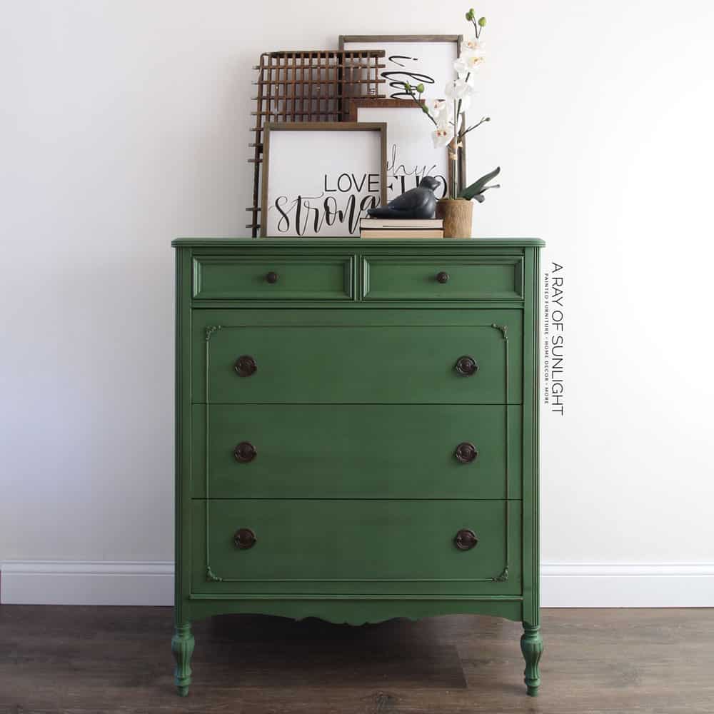 Emerald Green Painted Dresser How To, Dark Green Painted Dresser