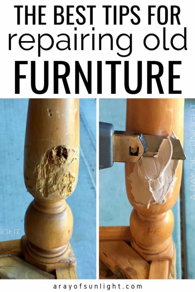 before and during repairing old furniture