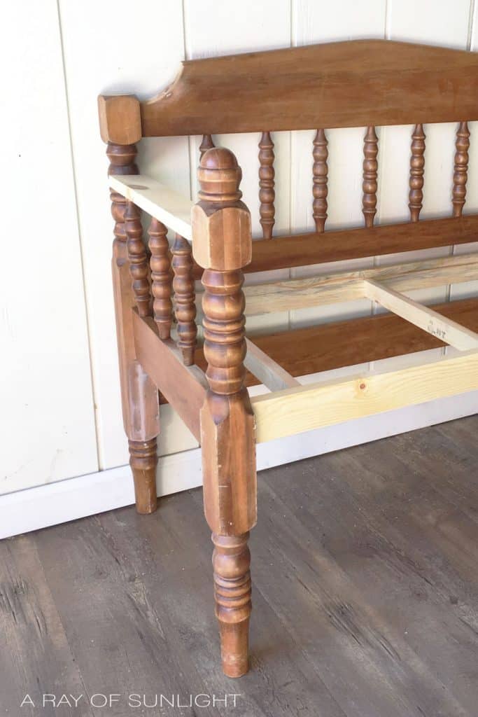 how to upcycle a headboard and footboard into a bench
