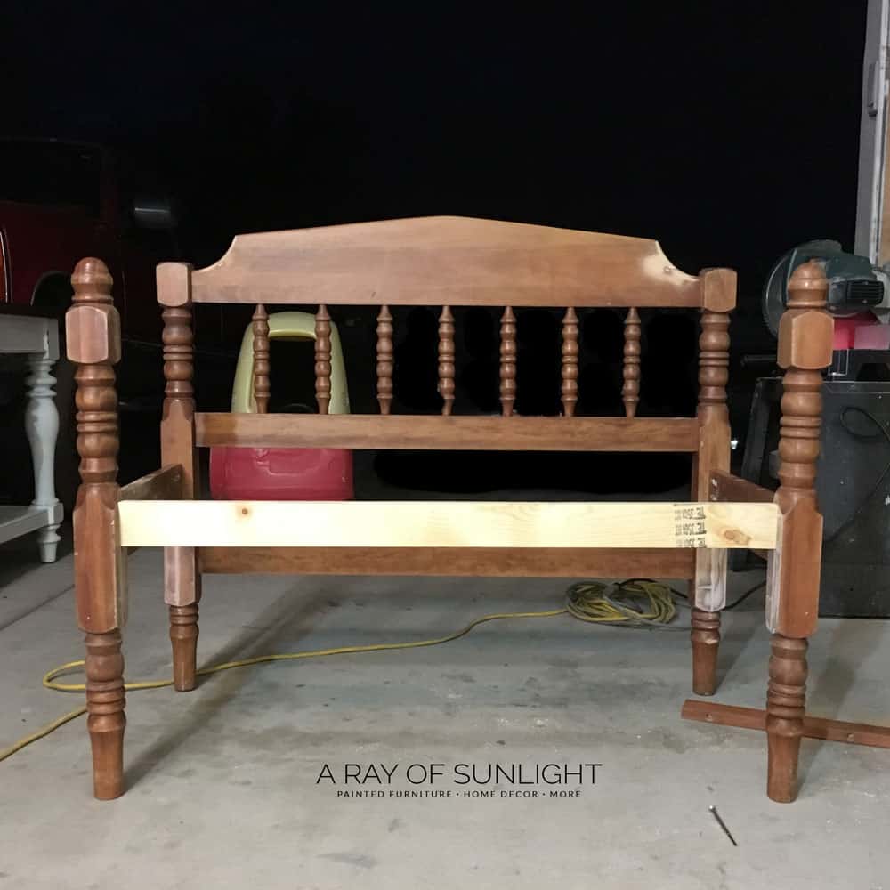 make a bench from a headboard
