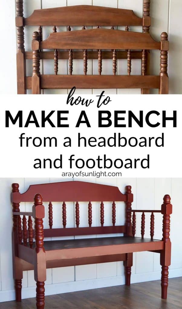 before and after of bench from a headboard and footboard