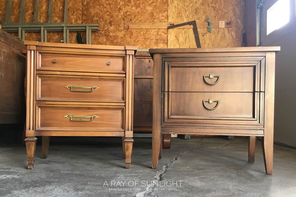Mismatched Nightstands before getting painted