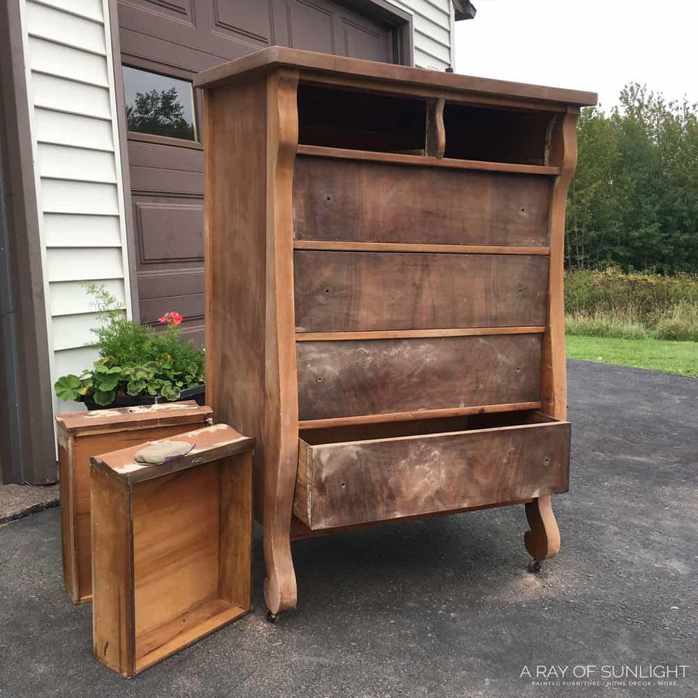 farmhouse tall dresser with top drawers out