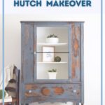 After look of a newly painted hutch in distressed blue