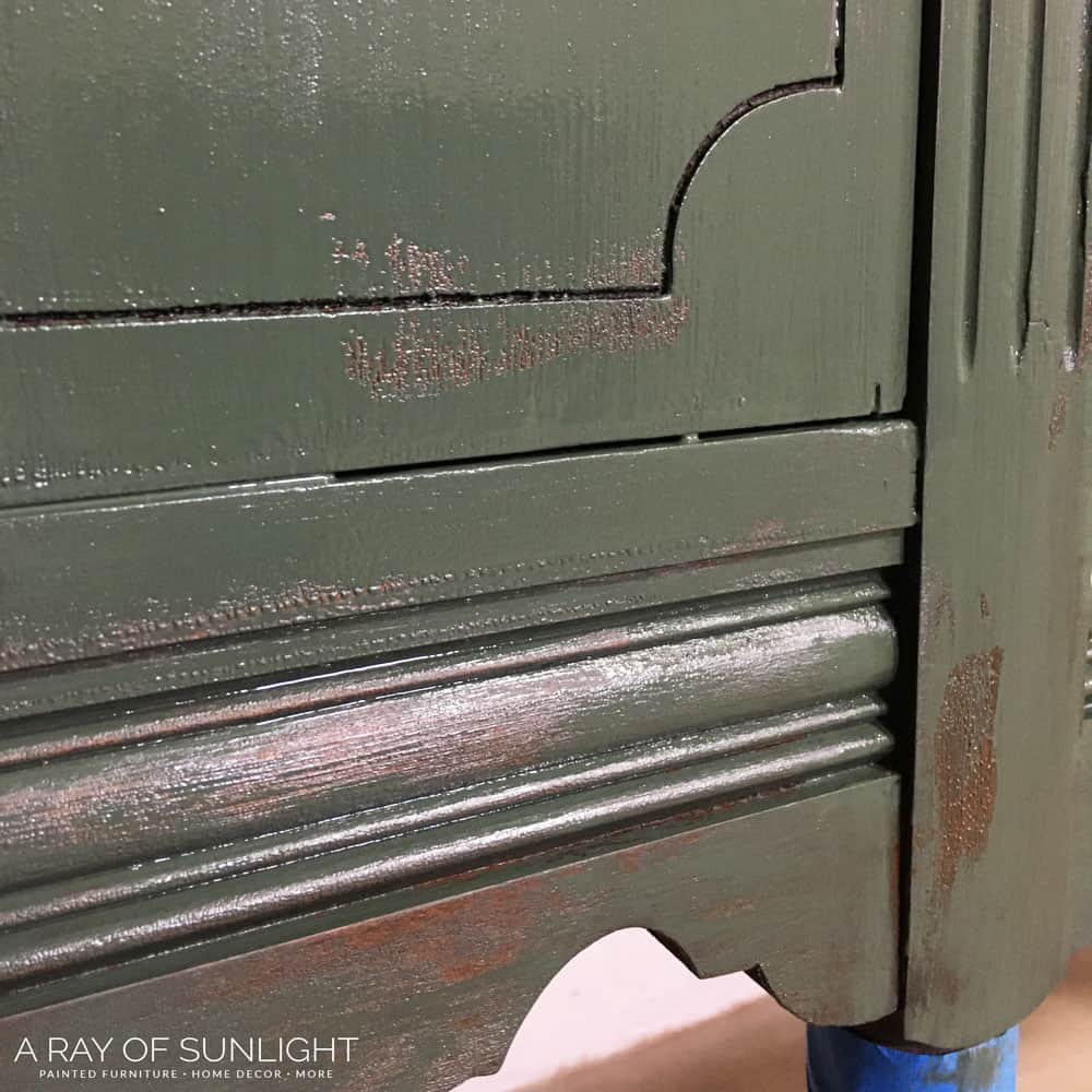 distressed paint with vaseline - more of a spotty look