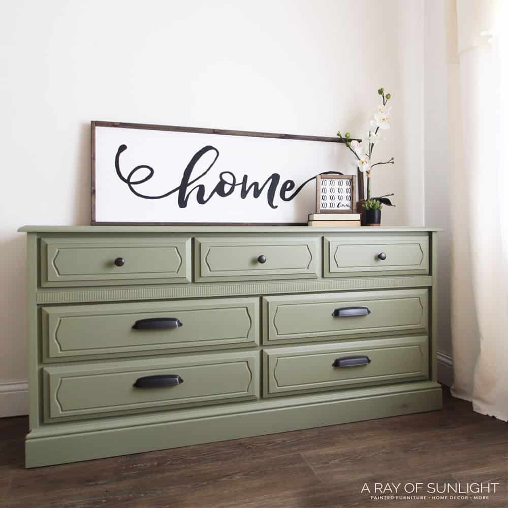 olive green painted dresser