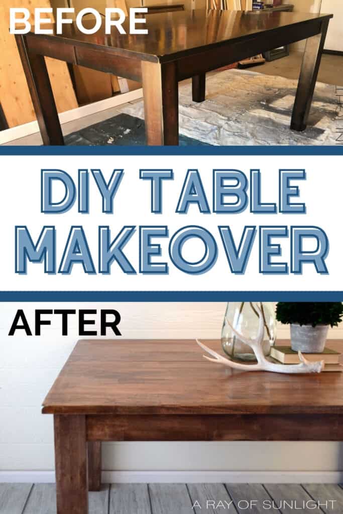 before and after of a diy table makeover