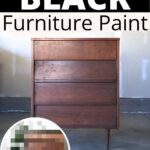 A wooden dresser is shown with an after inset image