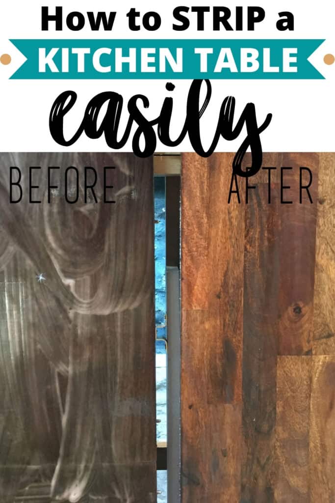 before and after stripping a kitchen table