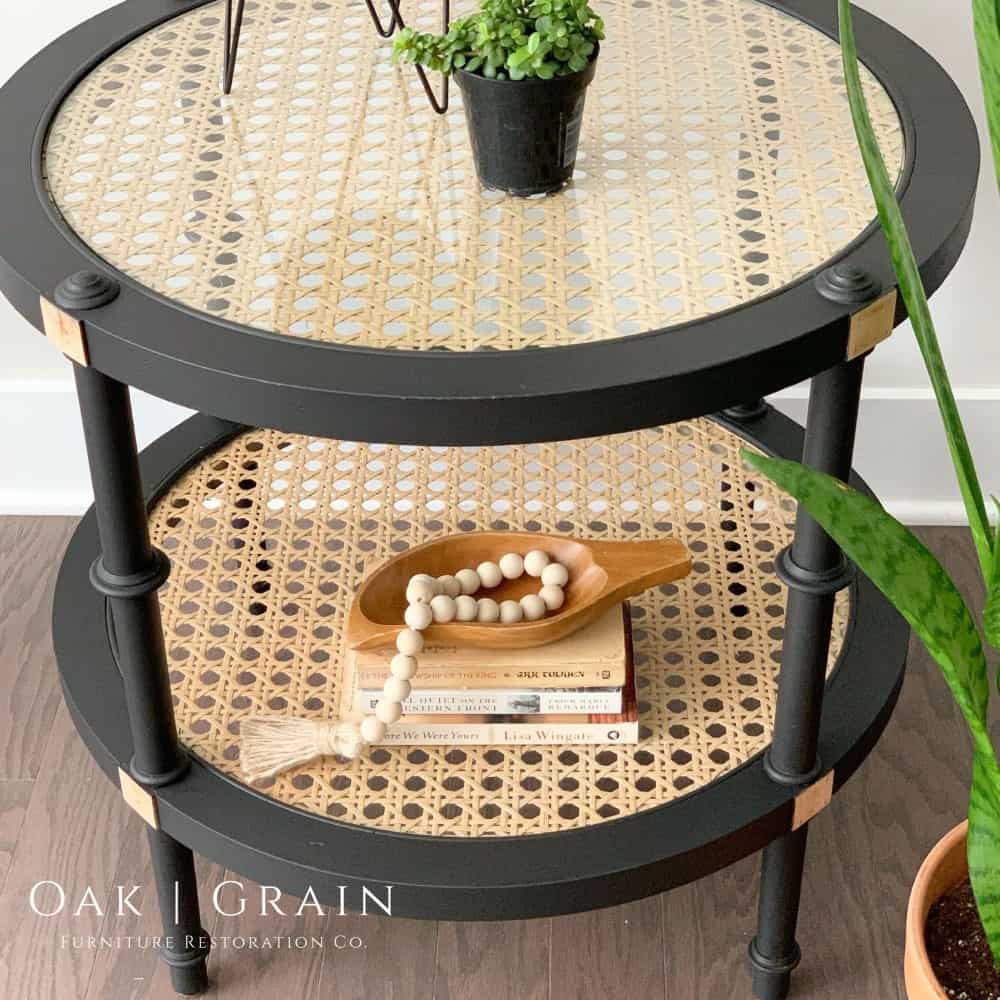 refinished rattan end table