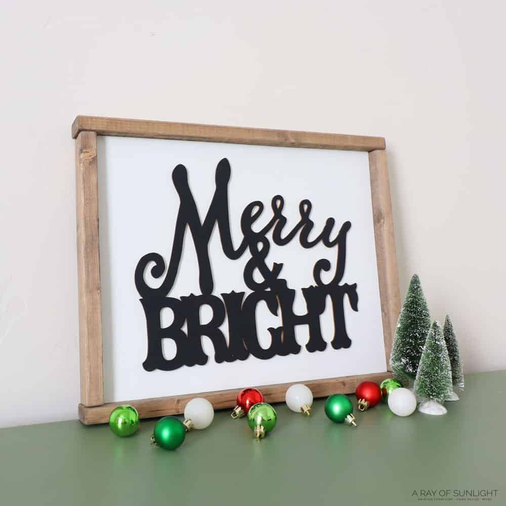 Merry and Bright Wooden Sign | Dollar Tree Christmas Decoration