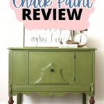 Green mini buffet with stained wood legs