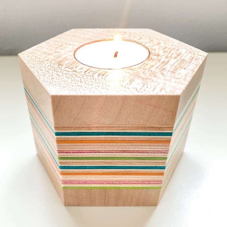 Image for DIY Wood Candle Holder Made From Skateboard Veneer