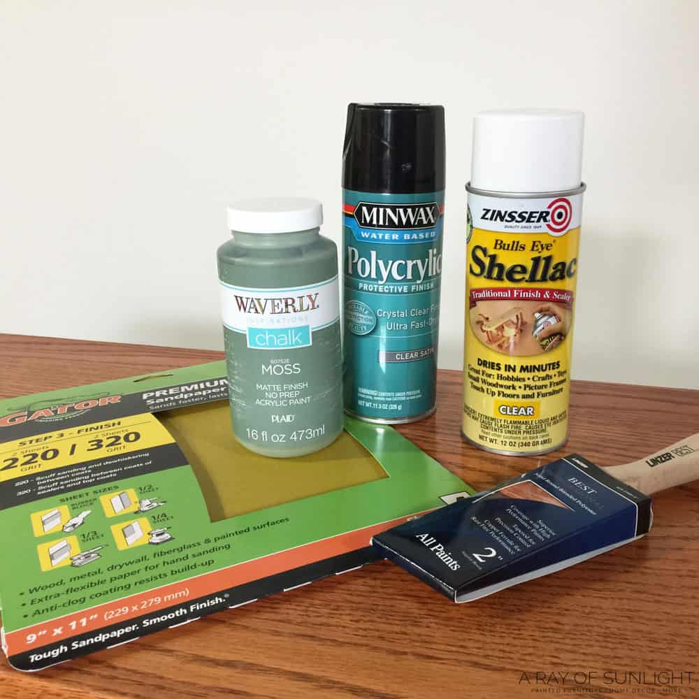 supplies used for sofa table makeover