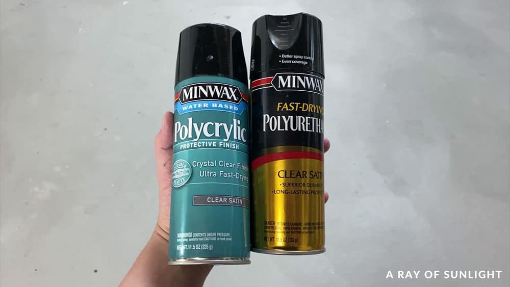 minwax polycrylic in a spray can and minwax fast drying polyurethane in a spray can