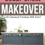 Blue cedar chest with whitewashed wood top