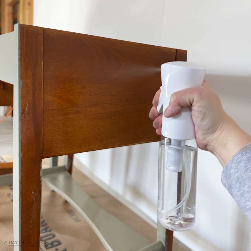 using a mist bottle to paint furniture