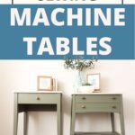 green painted sewing machine tables