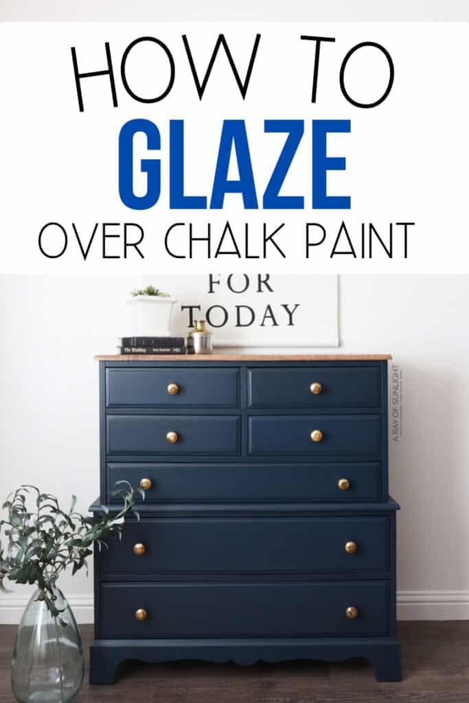 How to glaze over chalk paint with blue painted dresser