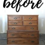 A wooden dresser with six drawers and before written above it in large script text.
