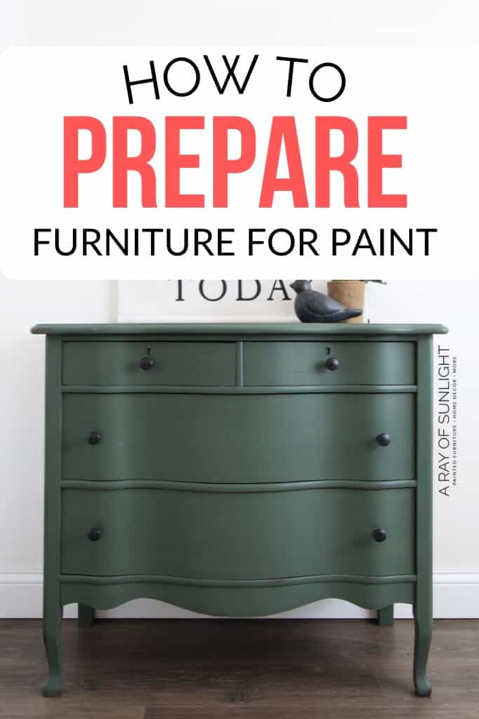 green dresser and how to prepare furniture for paint