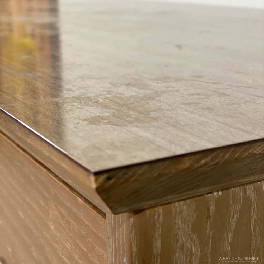 close up desk with laminate top