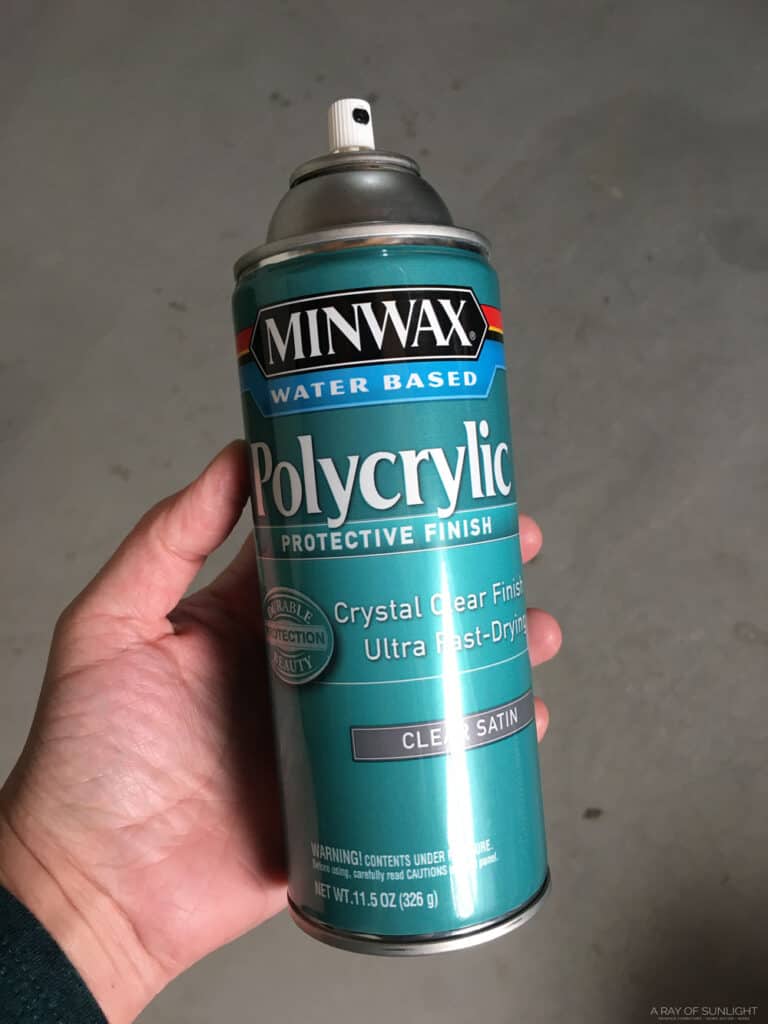 Minwax polycrylic spray can.