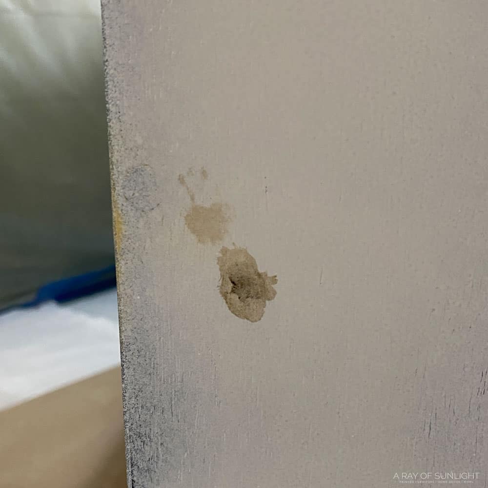 Yellow stain coming through white paint