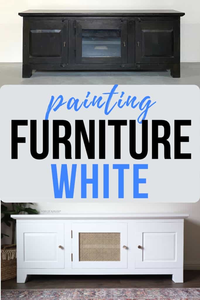 before and after of a TV stand makeover