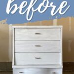curvy dresser painted in white before makeover